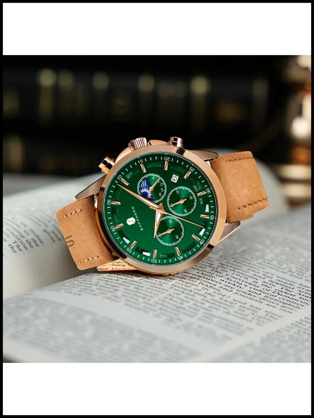 Men's Analog Quartz Chronograph Waterproof Wrist Watch with Calendar